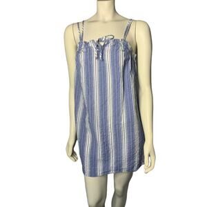 Magnolia Skye Small spaghetti strap sleeveless dress denim blue white stripe